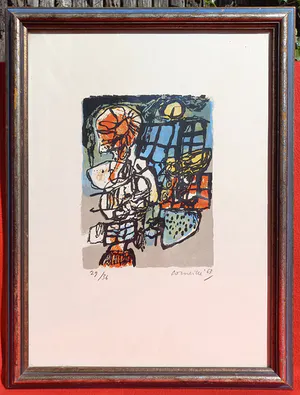 Corneille - Abstracte compositie, litho (netjes ingelijst, kleine oplage) kopen? Bied vanaf 495!