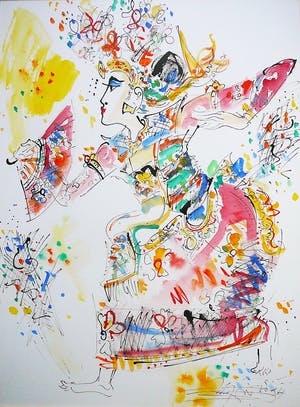 I Nyoman Gunarsa - Bali dancer -aquarel 1994 / groot- kopen? Bied vanaf 1!