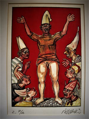 Corrado Simeoni - Venetie 1938 Karakteristiek satirische Aquarel/Pastel - gesigneerd met opdracht kopen? Bied vanaf 20!