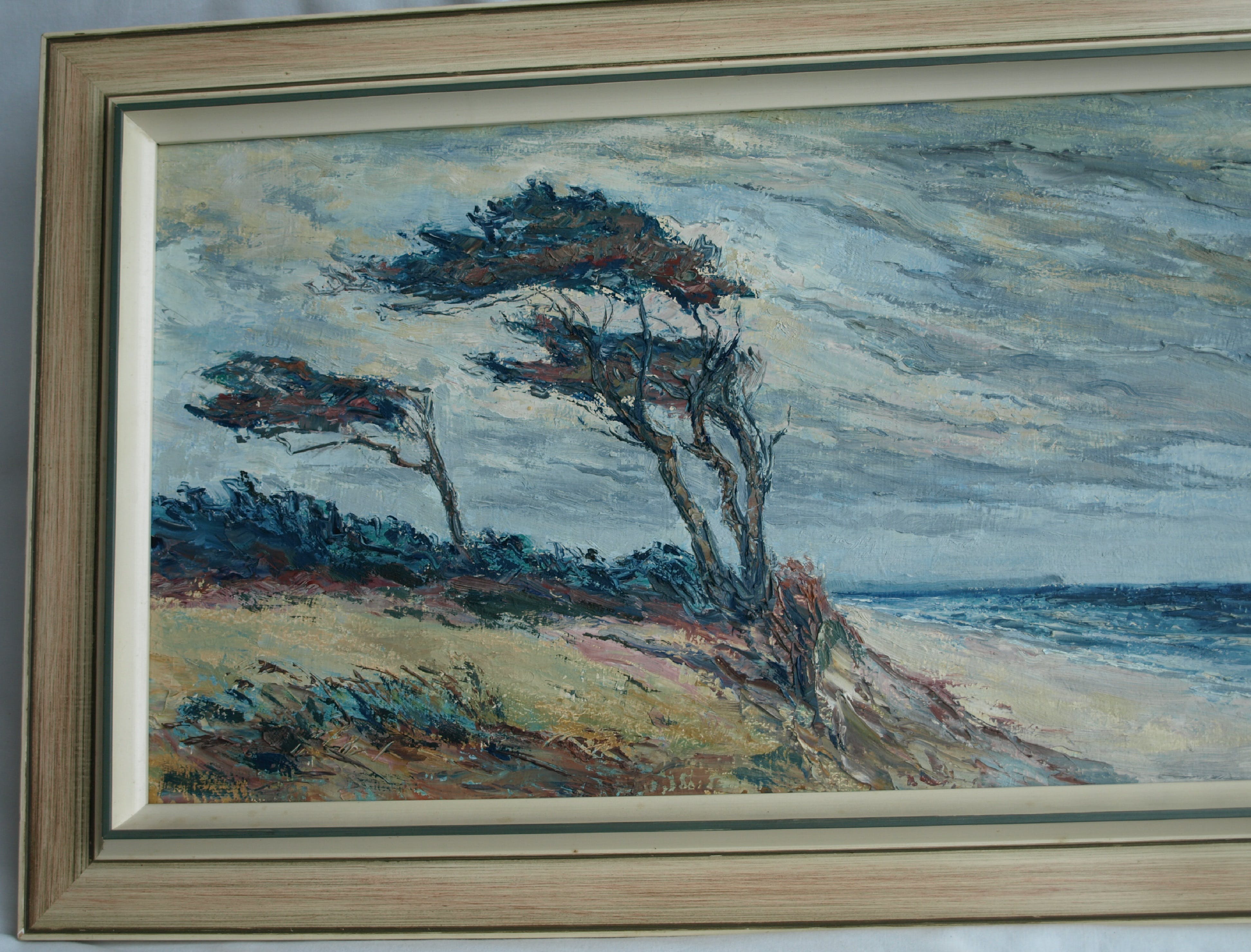 Niet of onleesbaar gesigneerd - Olieverf op paneel , Aan de kust – gesigneerd & ingelijst – 1972 kopen? Bied vanaf 1!