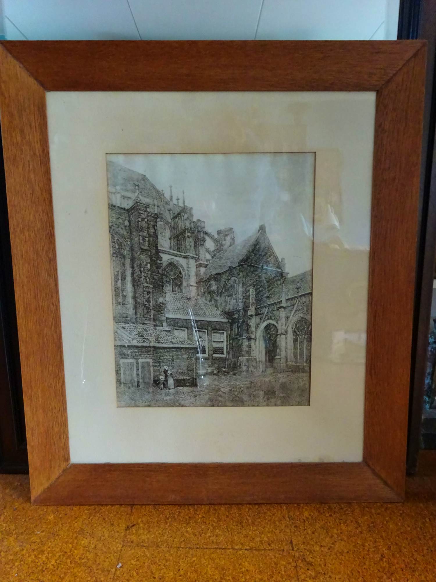 Willem van Leusden - Grote ets Dom van Utrecht met koor, kloostergang en kapellen kopen? Bied vanaf 95!