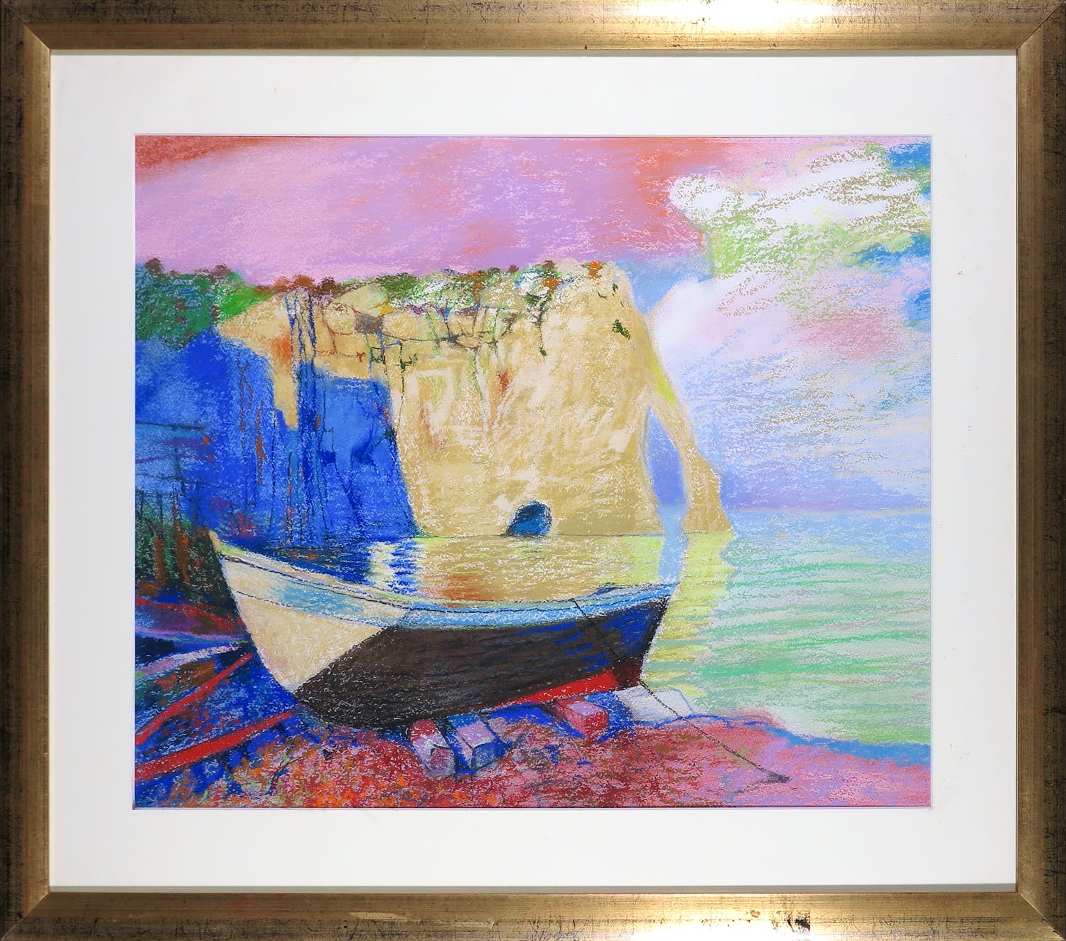 Nicolaas Wijnberg - Pastelkrijt, Etretat vroege ochtend - Ingelijst kopen? Bied vanaf 350!