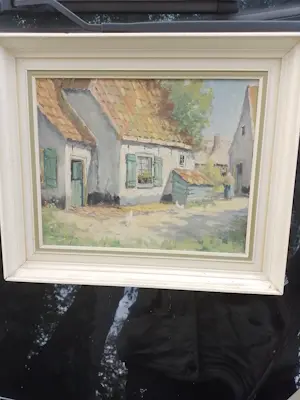 Bernhard Medema - Zonnig boerentafereel met kippen. kopen? Bied vanaf 52!