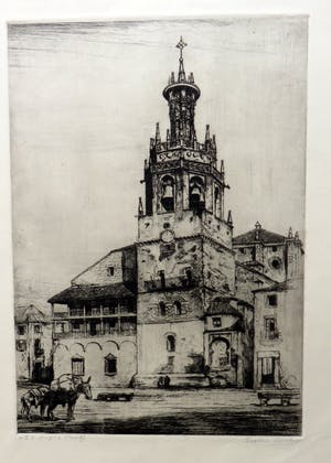 Eugene Lucker - Stadsgezicht met kerk. kopen? Bied vanaf 25!
