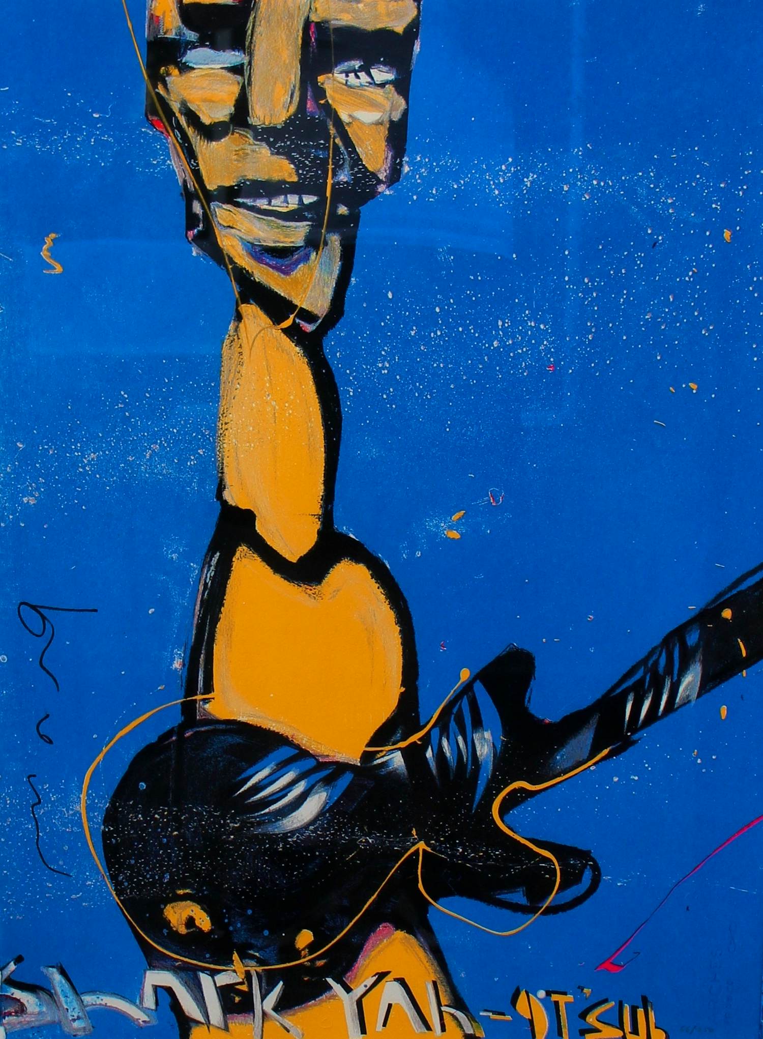 Herman Brood - Ingelijste zeefdruk:het bandje: de gitarist - 1990 kopen? Bied vanaf 350!
