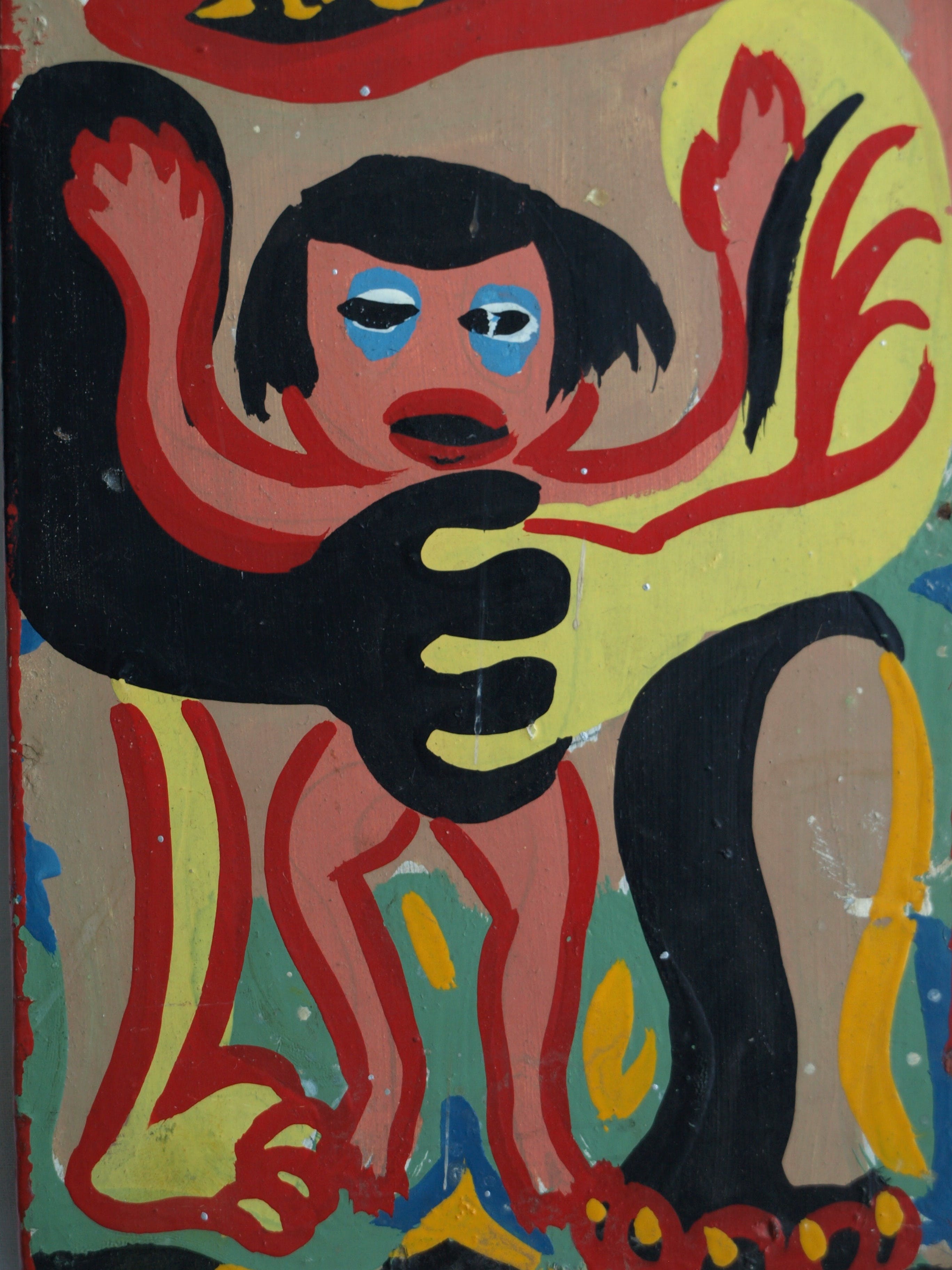 Niet of onleesbaar gesigneerd - Olieverf op houten frame , “Totempaal” – 68 cm hoog  kopen? Bied vanaf 1!