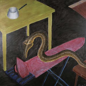 Kees Touw - Acryl op paneel, Slang - Ingelijst (Zeer groot) kopen? Bied vanaf 1!