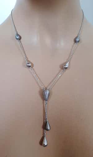 Zilveren ketting met elegante glans en mat druppels verkocht voor € 35!