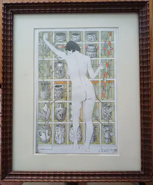 Buy Bart ter Haar - "Vrouw voor vitrine. "? Bid from 35!