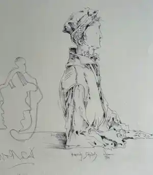 Horst Janssen - Heinrich Schwartz nach Albrecht Dürer, 1514 - Signierte Original Radierung verkauft für € 94!