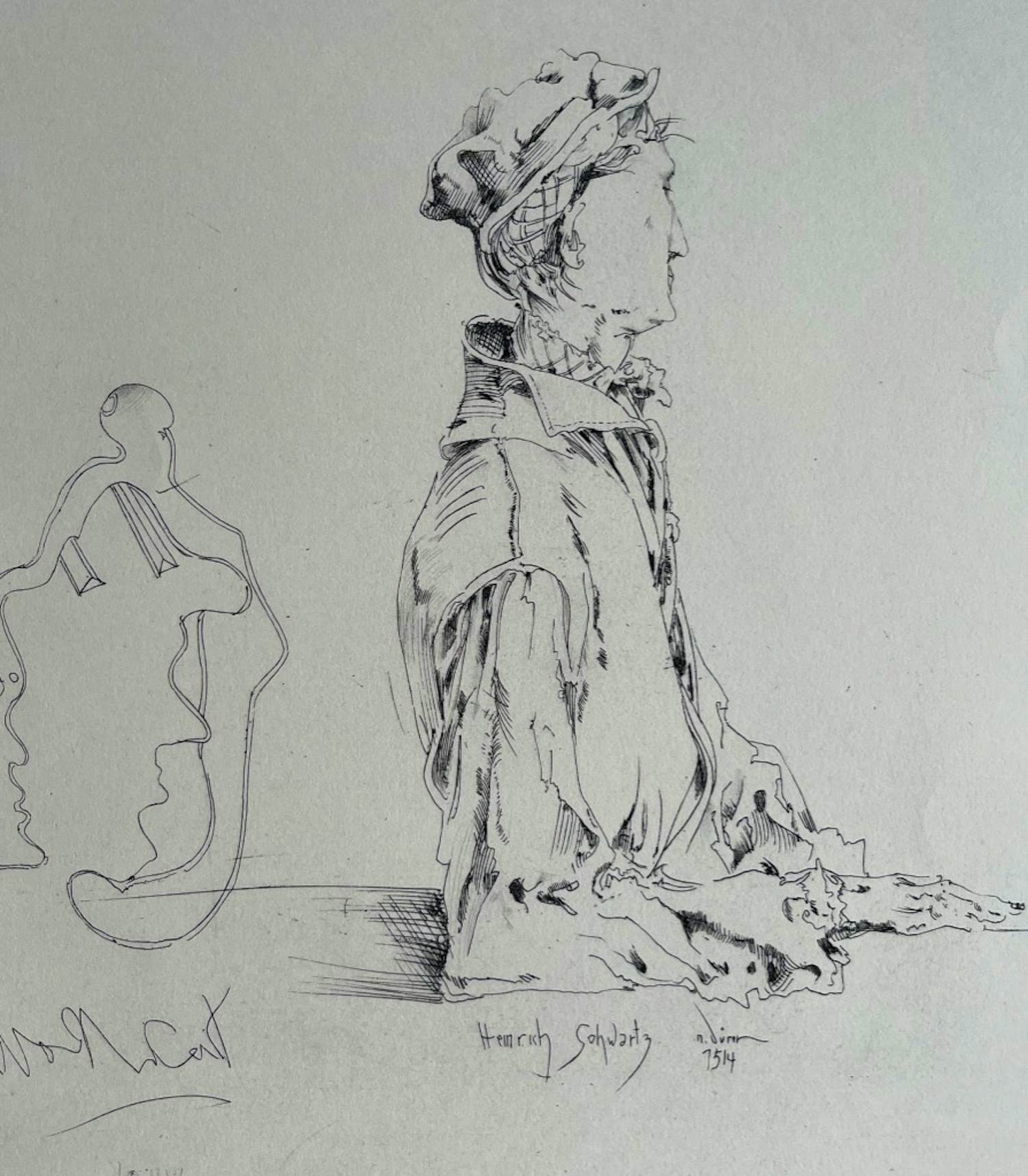 AcheterHorst Janssen - Heinrich Schwartz nach Albrecht Dürer, 1514 - Signierte Original Radierung? Enchérissez de 110!