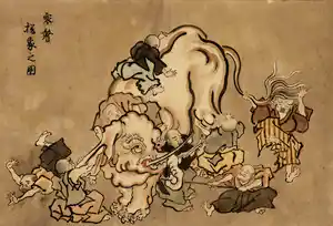 Hanabusa Itchō - (naar) Japanse inkttekening, Blinde monniken onderzoeken een olifant verkauft für € 35!
