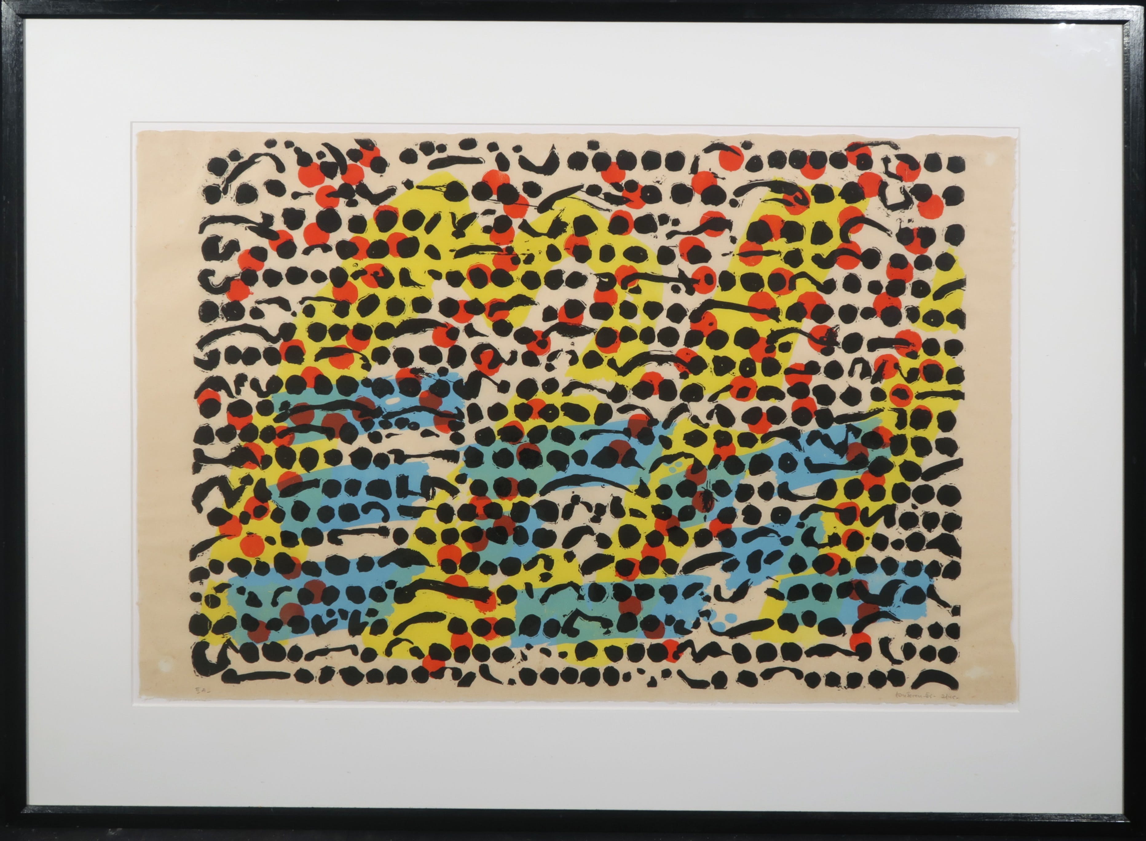 Jef Diederen - Lino op Japans papier, Krekels (groot) - Ingelijst verkocht voor € 80!