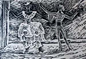 Herman Bieling - Houtsnede: Circus scene - 1930 verkocht voor € 65!