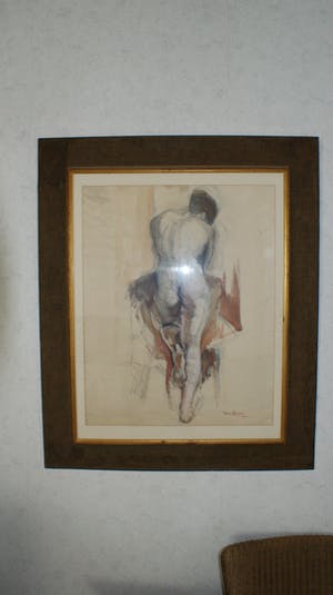 Hans von Bartels - Vrouwelijk naakt van de rug gezien, met een been op een stoel/bank kopen? Bied vanaf 600!