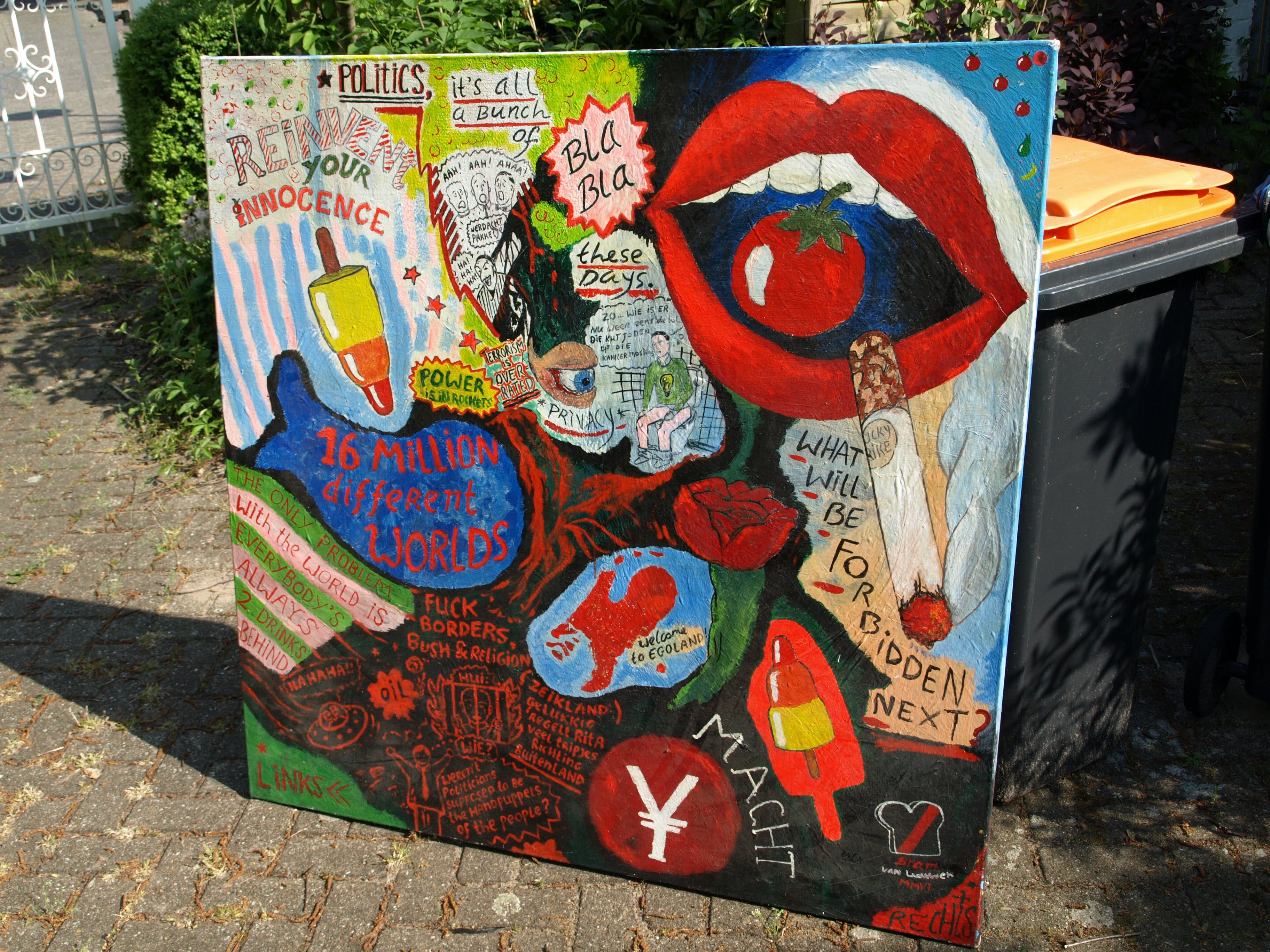 Niet of onleesbaar gesigneerd - Acrylverf op doek , Politics, it’s all a bunch of Bla Bla – 130 x 130 cm - 2006 kopen? Bied vanaf 1!