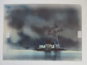 Paul Delmee - Aquarel van een landschap in de nacht kopen? Bied vanaf 20!