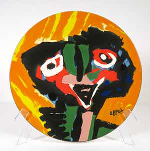 Karel Appel - (naar) - Bord Dancing Girl uitgegeven door Reflex (incl. certificaat!) verkocht voor € 250!