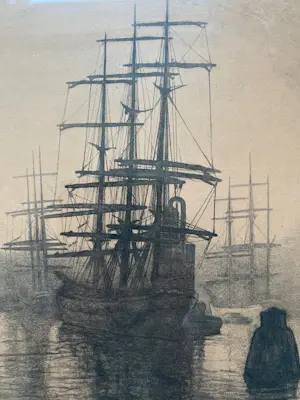 Antoon Derkzen van Angeren - Barken bij avond of Barken in de mist kopen? Bied vanaf 80!