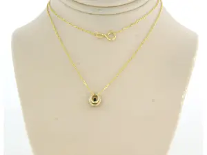 14k gouden collier en hanger met saffier en briljant geslepen diamant kopen? Bied vanaf 240!