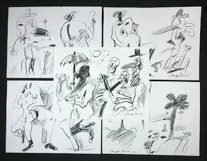 Anton Martineau - Lot van 5 unieke werken op papier! kopen? Bied vanaf 1!