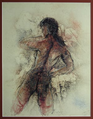 Jan van Dorp - Ingelijste prent , Vrouw in avondrood – Groot – 1988 kopen? Bied vanaf 1!