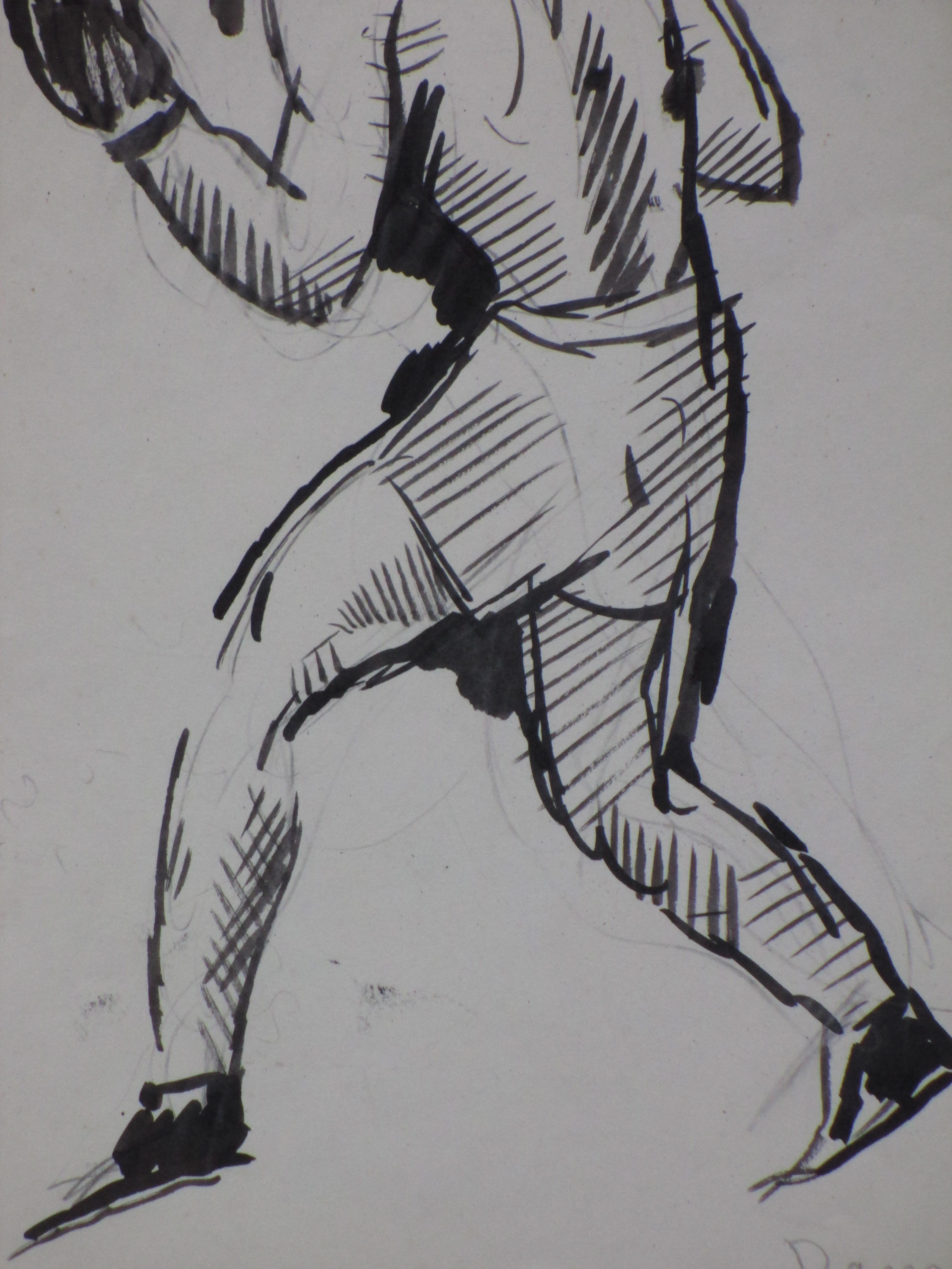 Herman Bieling - Bokser in karakteristieke pose - Tekening kopen? Bied vanaf 1!