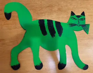 Corneille - Chat vert avec Oiseau metal sculpture kopen? Bied vanaf 590!