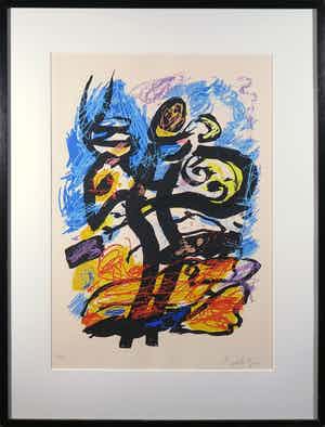 Kees Salentijn - Zeefdruk, Hommage aan Van Gogh - Ingelijst verkocht voor € 50!