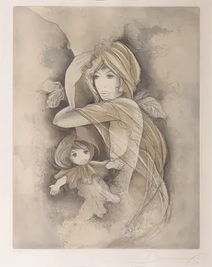 Rüdiger Brassel - Kleurenets, Vrouw met kind - Ingelijst kopen? Bied vanaf 1!