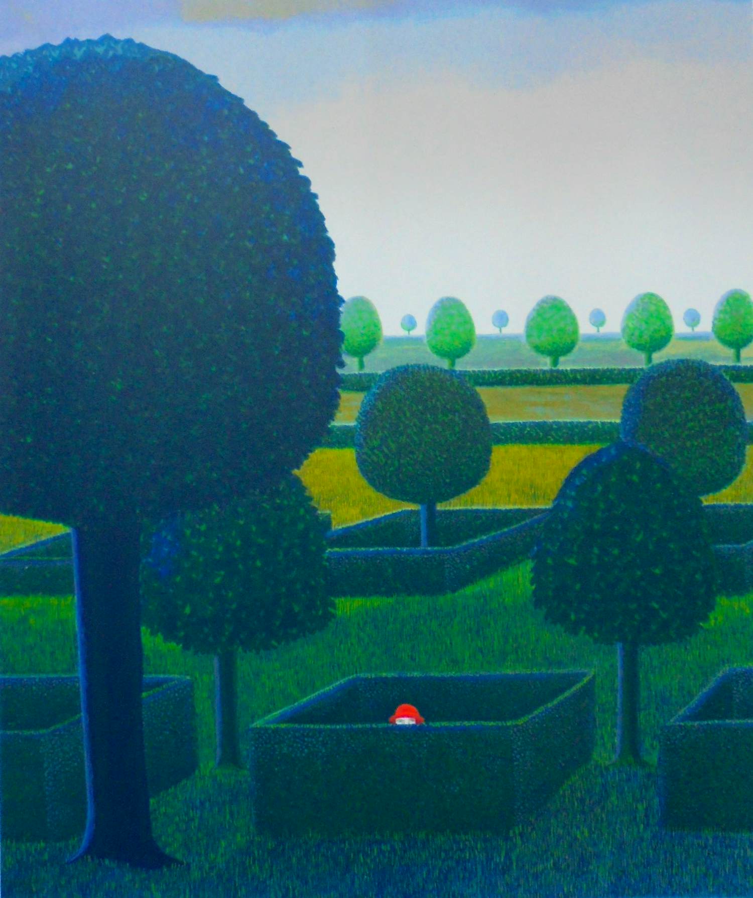 Ilona Schmit - Prachtig, groot landschap met meisje met rood hoedje. kopen? Bied vanaf 50!