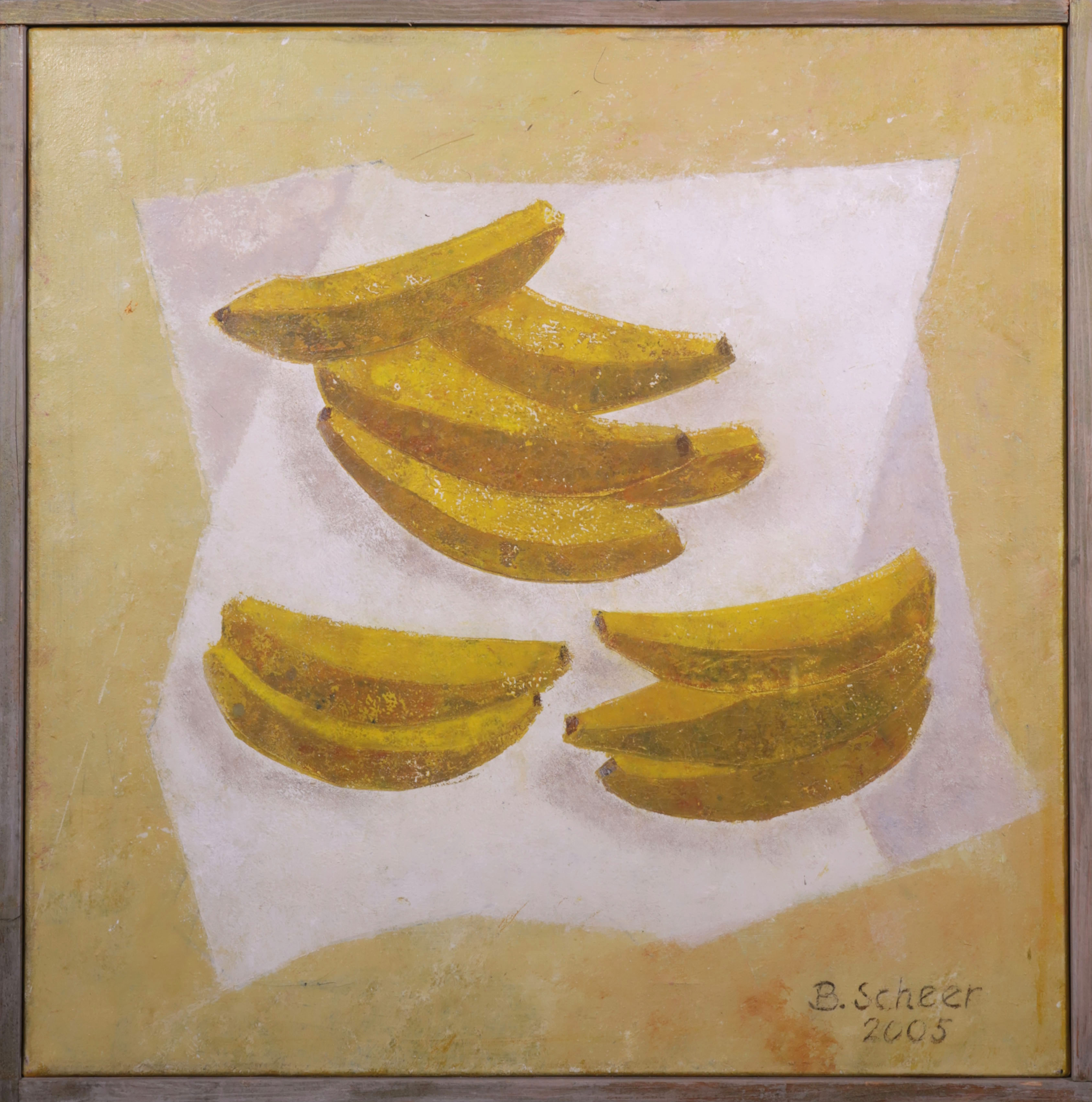 Betty Scheer - Olieverf op doek, Trossen bananen - Ingelijst verkocht voor € 100!