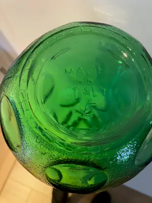 Empoli Glas - Vintage dimpled green kristallen wijnkaraf, Empoli ‘Genie’ bottle. kopen? Bied vanaf 55!