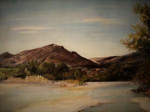 Niet of onleesbaar gesigneerd - Nederlands-Indisch olieverf - omstreeks 1920 - rivierlandschap Java - monogram kopen? Bied vanaf 10!