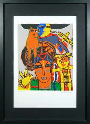 Corneille - Zeedruk, Huit Chats 3 - Ingelijst verkocht voor € 1!