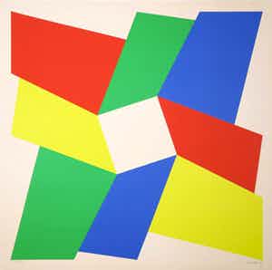 Bob Bonies - Zeefdruk, Geometrisch abstracte voorstelling verkocht voor € 35!