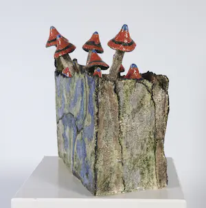Miny Kruip-Pothof - Keramiek, Landschap met paddenstoelen kopen? Bied vanaf 50!