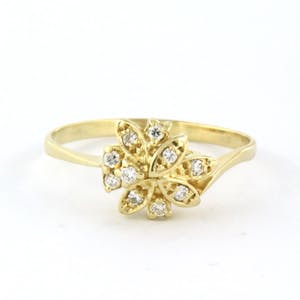 14k geel gouden ring bezet met briljant geslepen diamant totaal 0.10ct kopen? Bied vanaf 140!