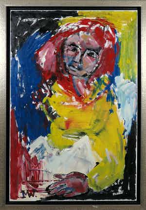 Martin van Wordragen - Gemengde techniek op doek, Patiënt - Ingelijst (Groot) verkocht voor € 200!