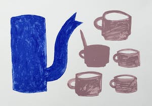 Klaas Gubbels - zeefdruk ‘Blauwe kan met kopjes’ - 2005 - oplage EA. kopen? Bied vanaf 275!