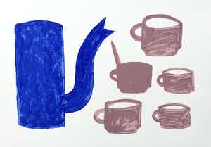 Klaas Gubbels - zeefdruk ‘Blauwe kan met kopjes’ - 2005 - oplage EA. verkocht voor € 275!