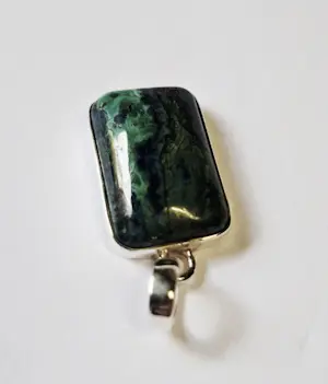 Nieuwe zilveren Natuurlijke en mooie Malachiet Azurite hanger. kopen? Bied vanaf 60!