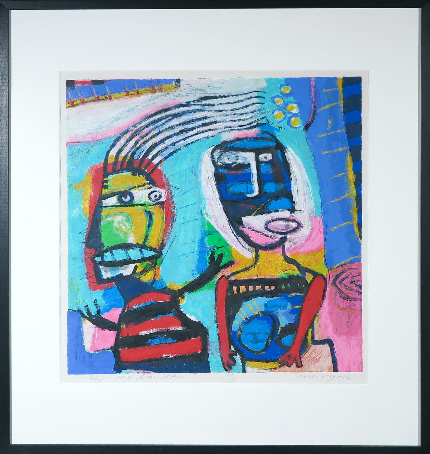 Henk Vierveijzer - Zeefdruk, Me haar doen - Ingelijst kopen? Bied vanaf 50!