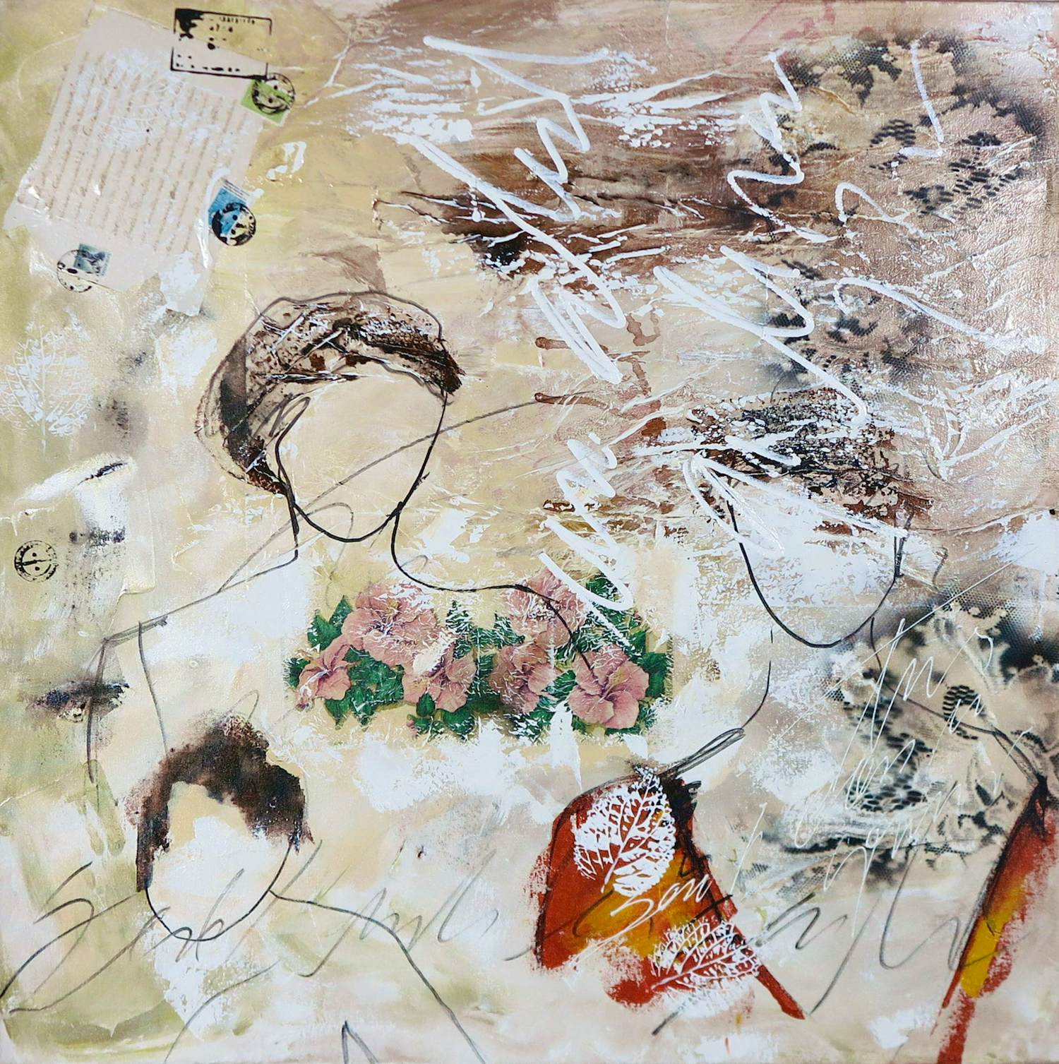 Dario Bosa - Acryl op doek, Drie figuren kopen? Bied vanaf 150!