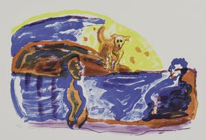 Pieter Defesche - Landschap met figuren en hond - Ingelijst kopen? Bied vanaf 1!