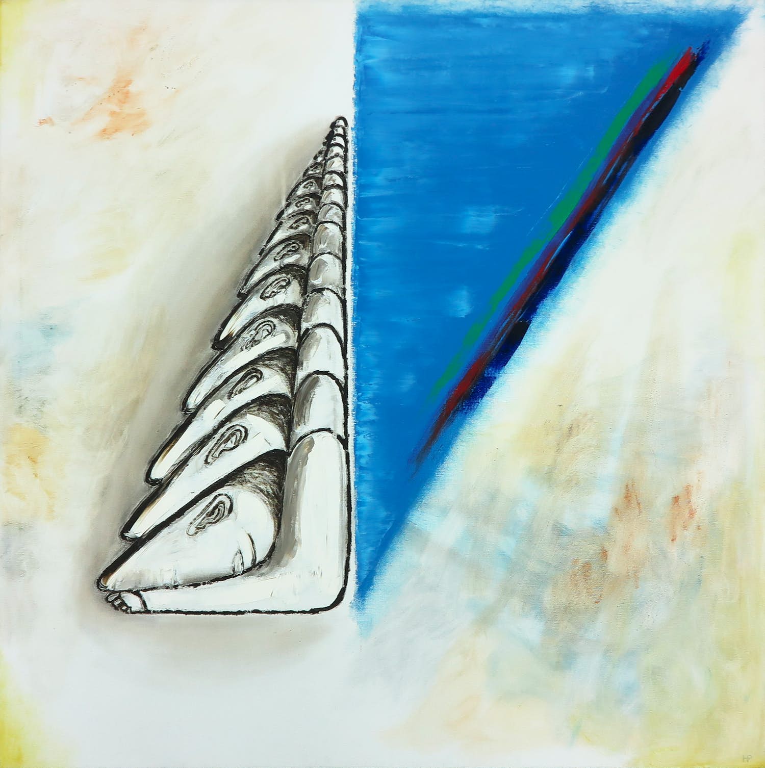 Hannes Postma - Olieverf op doek, Kleur der herinnering - Ingelijst (Zeer groot) verkocht voor € 250!