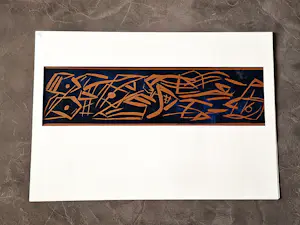 Ria Exel - Nieuwe Haagse School - abstracte handgekleurde linosnede jaren 50 - gesigneerd kopen? Bied vanaf 34!