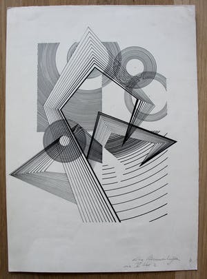 Niet of onleesbaar gesigneerd - twee abstracte tekeningen kopen? Bied vanaf 1!