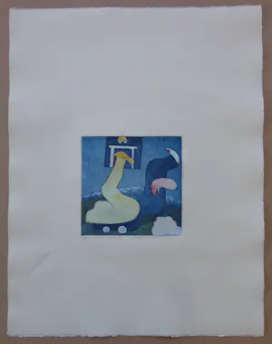 Michel van Overbeeke - ALWAYS AWAY III / KLEURETS + GOUDDRUK / 65x50cm / SIG / 1996 kopen? Bied vanaf 35!