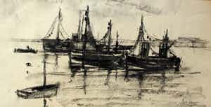 Poppe Damave - Houtskool/tekening verkocht voor € 45!